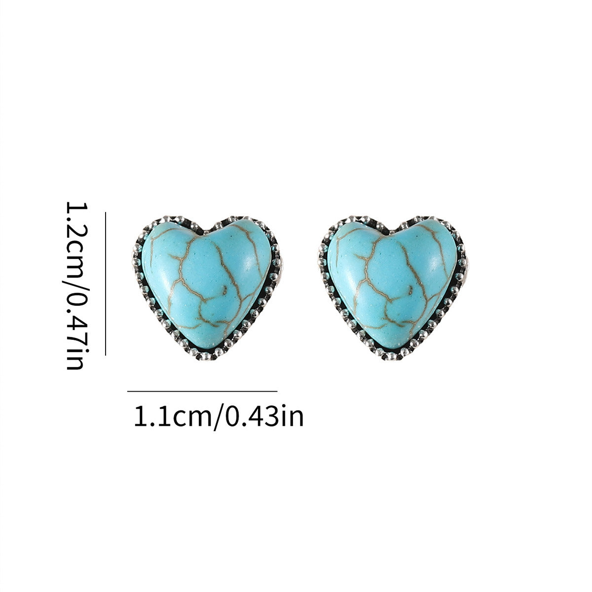 Wholesale Western wind turquoise heart-shaped earrings